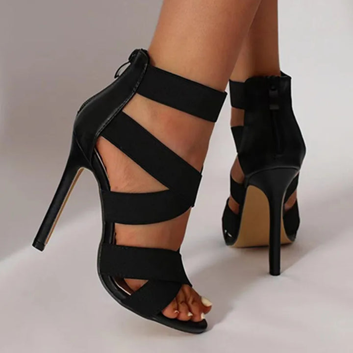 Olivia - Orthopedische Zwart Strappy Hakken-36-State of Style