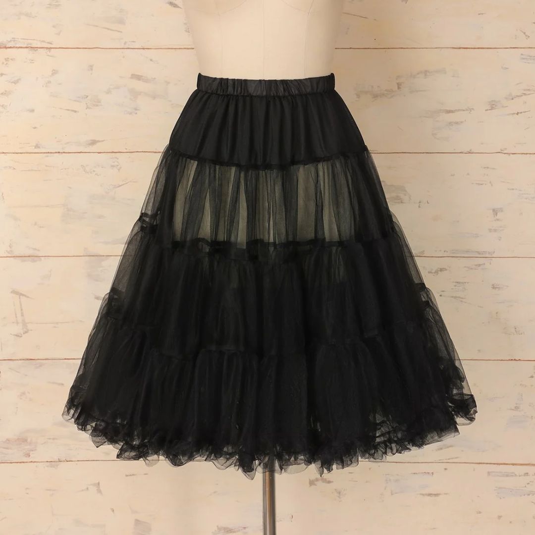 Olivia Tulle A-Line Petticoat – Elegant & Voluminous Underskirt-Black-S-State of Style