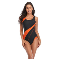 One-Piece Curve-Enhancing Sports Swimsuit for Plus Sizes-Orange-2XL-State of Style