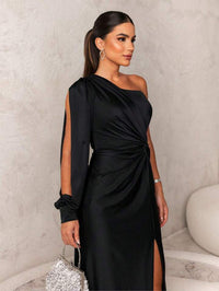 One-Shoulder Evening Dress for a Refined Look - Ravina-Green-S-State of Style