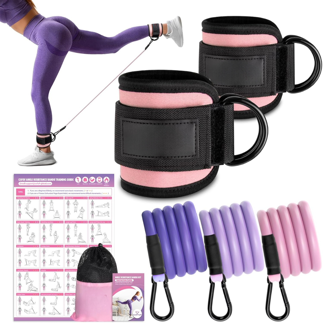 Only Resistance Bands with Sleeves – Set for Hip and Glute Exercises-Blossom Pink-State of Style