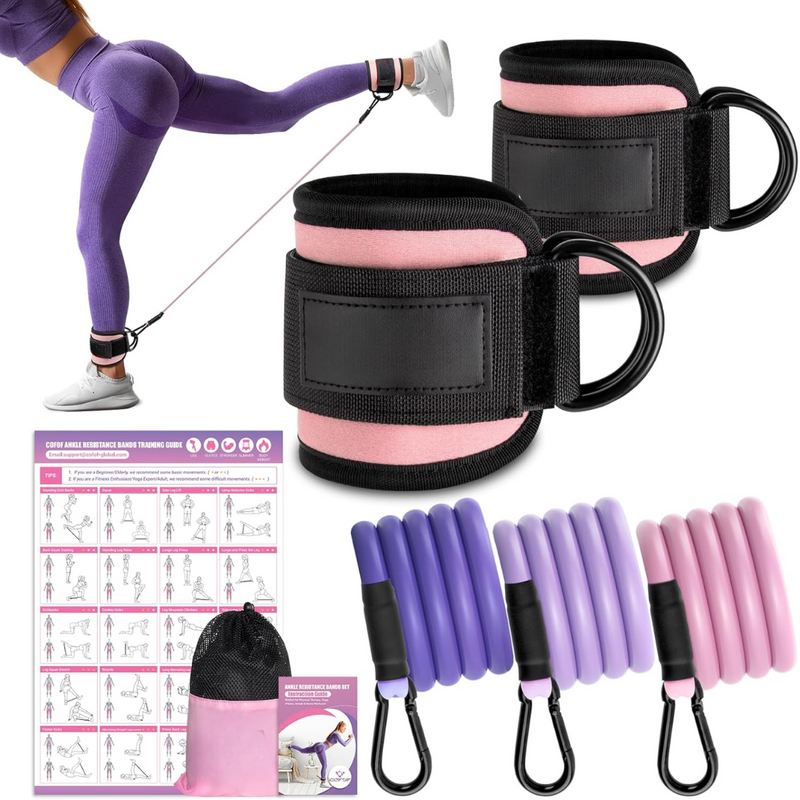 Only Resistance Bands with Sleeves – Set for Hip and Glute Exercises-Blossom Pink-State of Style