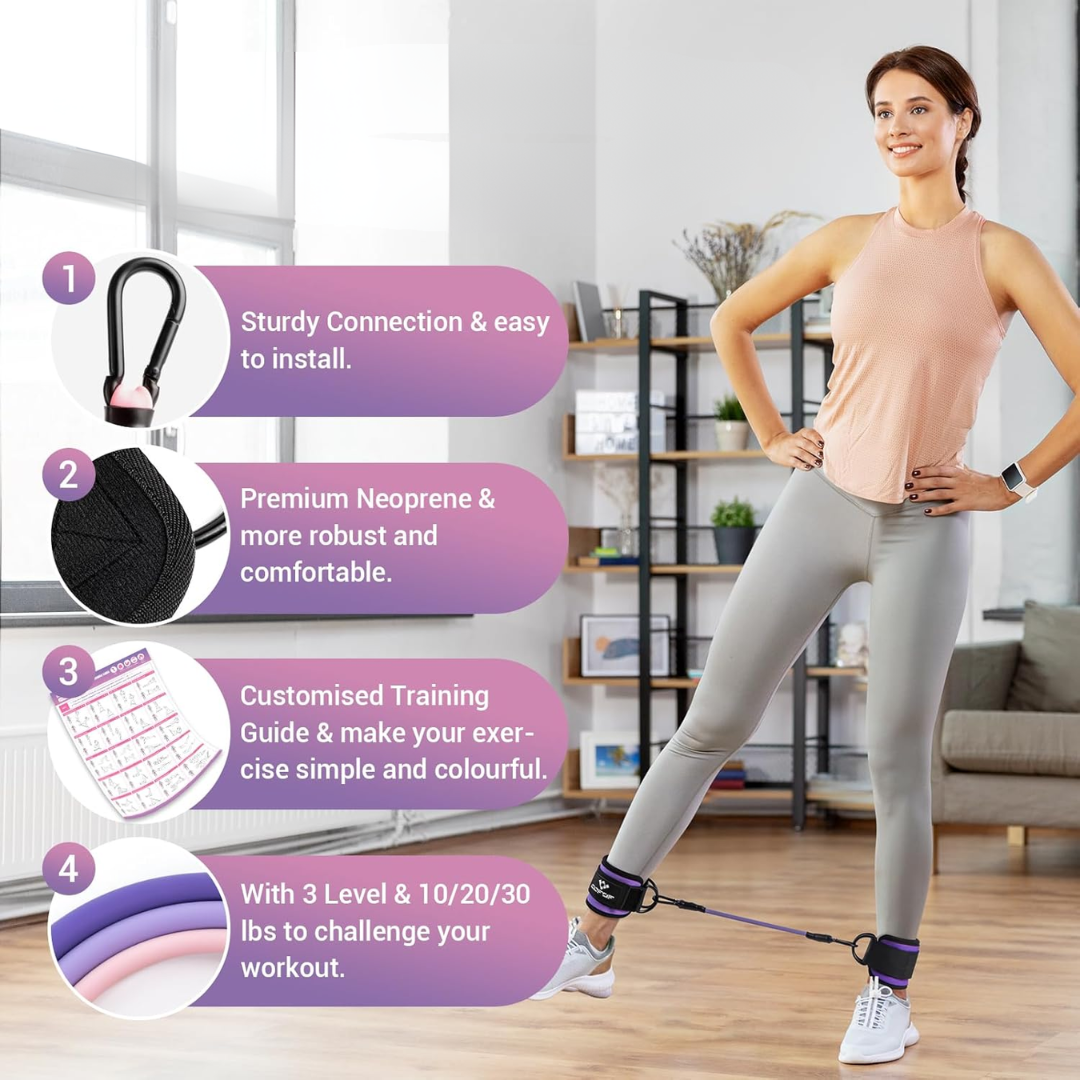 Only Resistance Bands with Sleeves – Set for Hip and Glute Exercises-Purple-State of Style