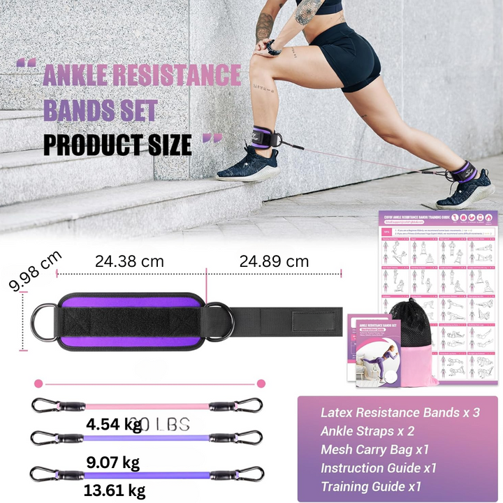 Only Resistance Bands with Sleeves – Set for Hip and Glute Exercises-Purple-State of Style