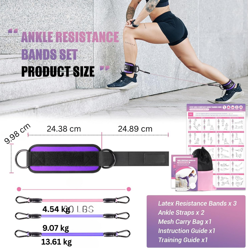 Only Resistance Bands with Sleeves – Set for Hip and Glute Exercises-Purple-State of Style