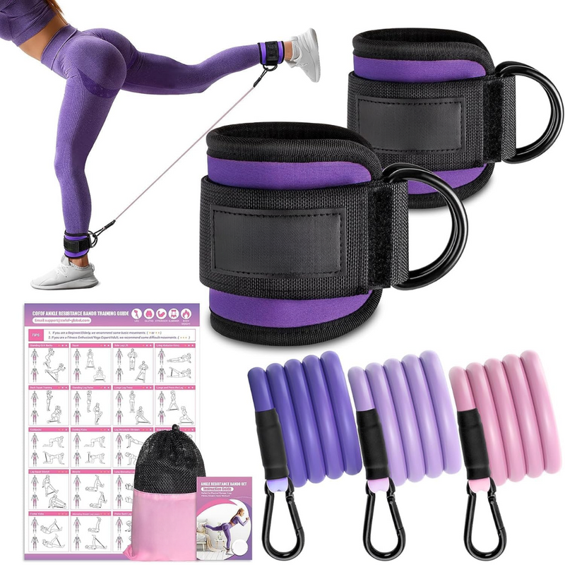 Only Resistance Bands with Sleeves – Set for Hip and Glute Exercises-Purple-State of Style