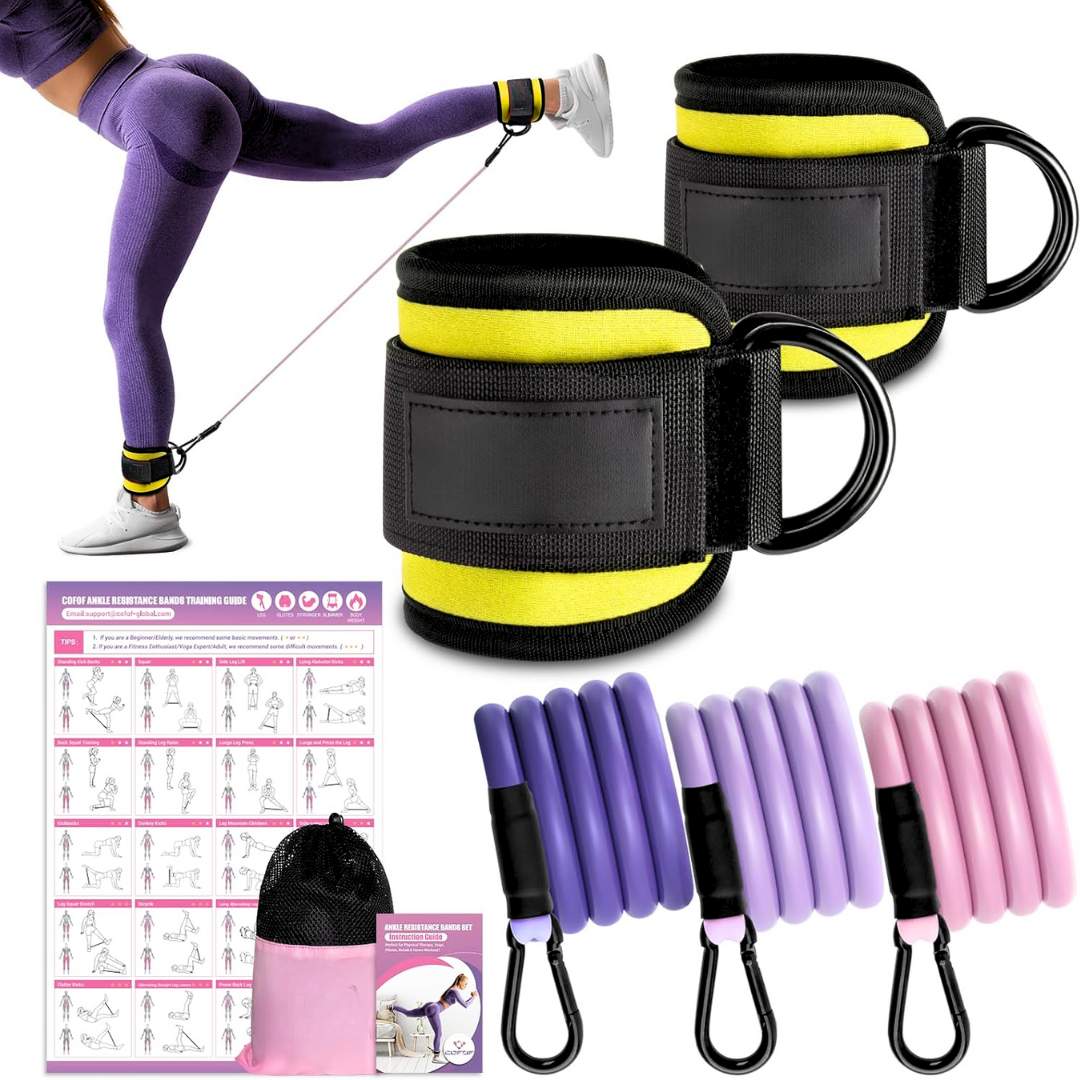 Only Resistance Bands with Sleeves – Set for Hip and Glute Exercises-Yellow-State of Style