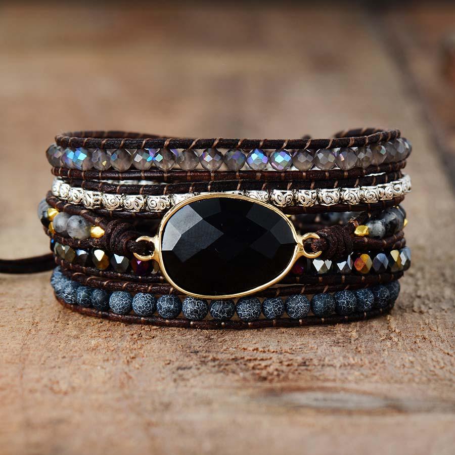 Onyx Moonlight Protective Wrap Bracelet - Lunara-State of Style