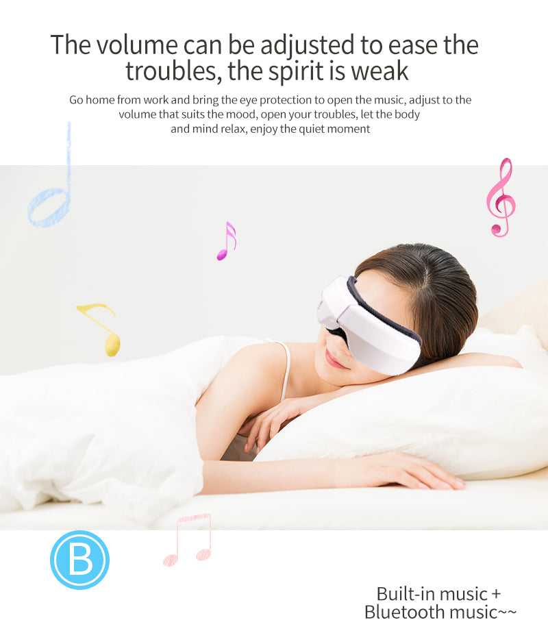 OOGMASSAGE APPARAAT - LUCHTDRUK, TRILLING & WARME COMPRESSIE MET BLUETOOTH MUZIEK-State of Style