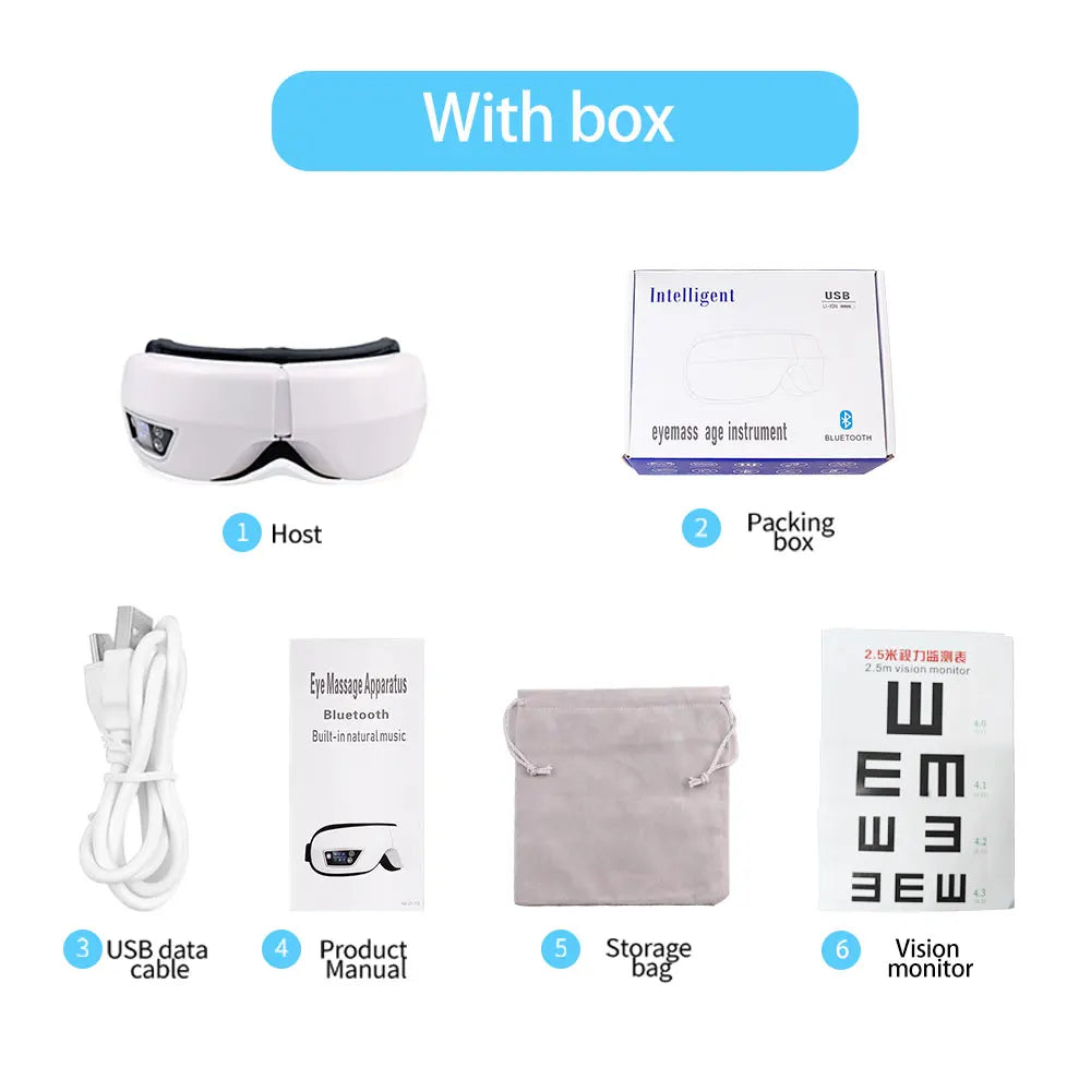 OOGMASSAGE APPARAAT - LUCHTDRUK, TRILLING & WARME COMPRESSIE MET BLUETOOTH MUZIEK-State of Style