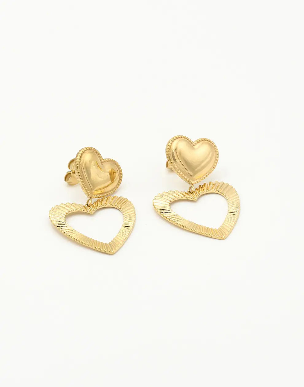 Golden Heart Duo Earrings | Plated Studs