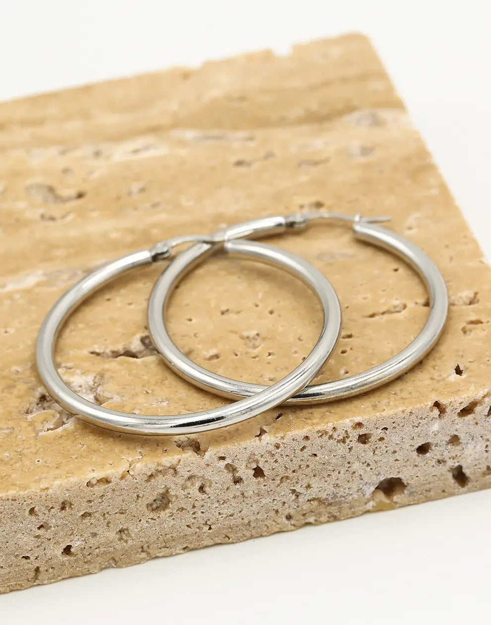 Earrings with 40 mm Diameter - Elegant Silver Hoops