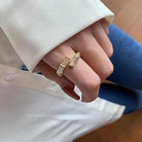 Opal Bamboo Design Ring | Adjustable Statement Jewellery-State of Style