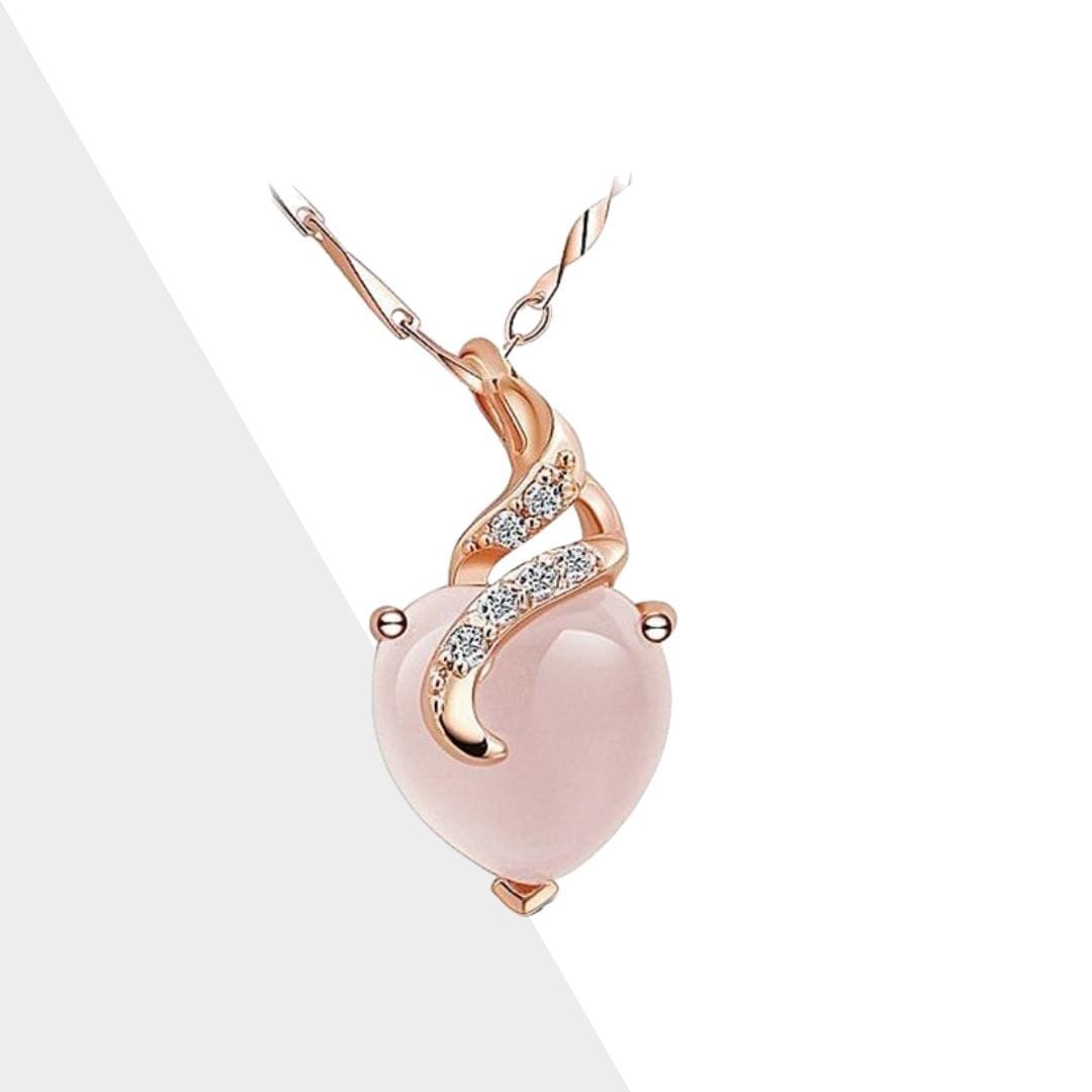 Opal Heart Necklace - Calista-Rose Gold-State of Style