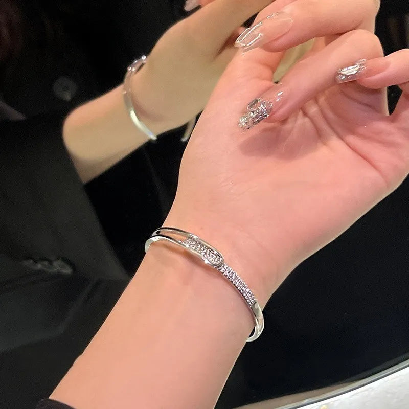 Open Cuff Bracelet | 925 Sterling Silver | Zirconia-State of Style