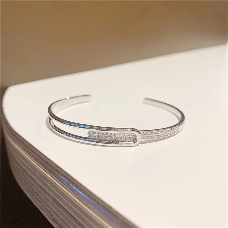 Open Cuff Bracelet | 925 Sterling Silver | Zirconia-State of Style