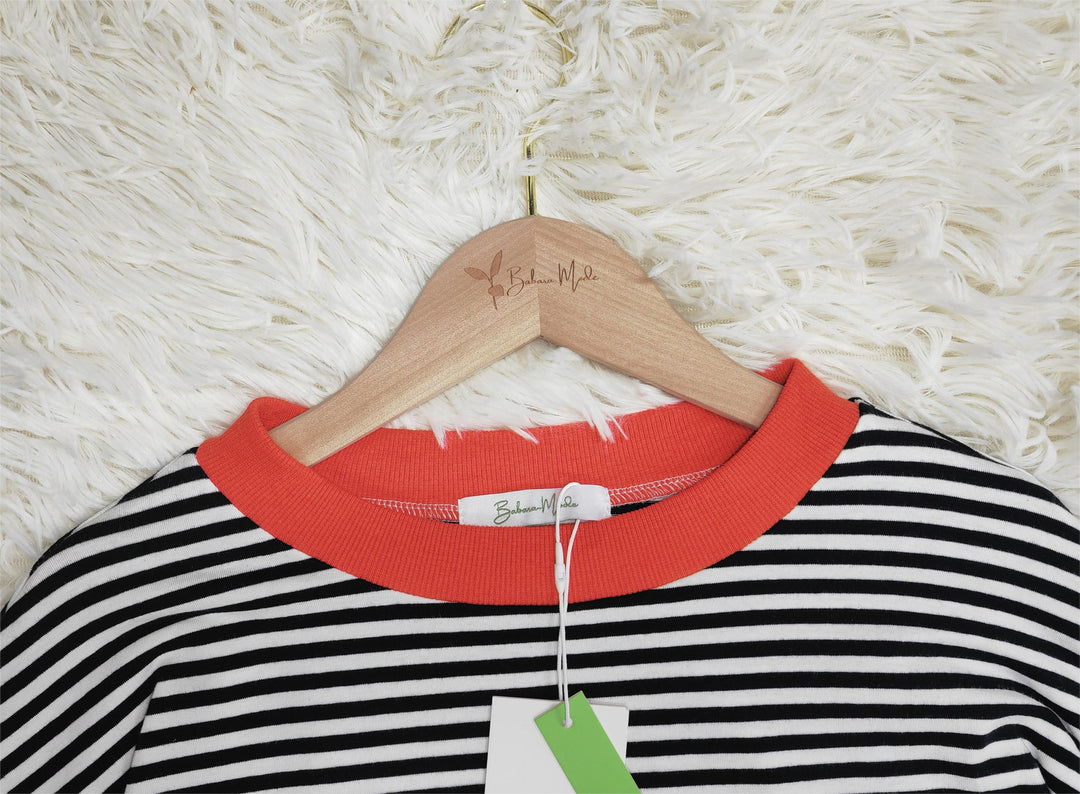 Orange-navy-blue-white striped Long Sleeve - HerbstStreifen-S-State of Style