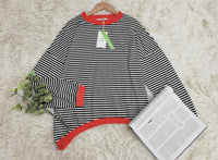 Orange-navy-blue-white striped Long Sleeve - HerbstStreifen-S-State of Style