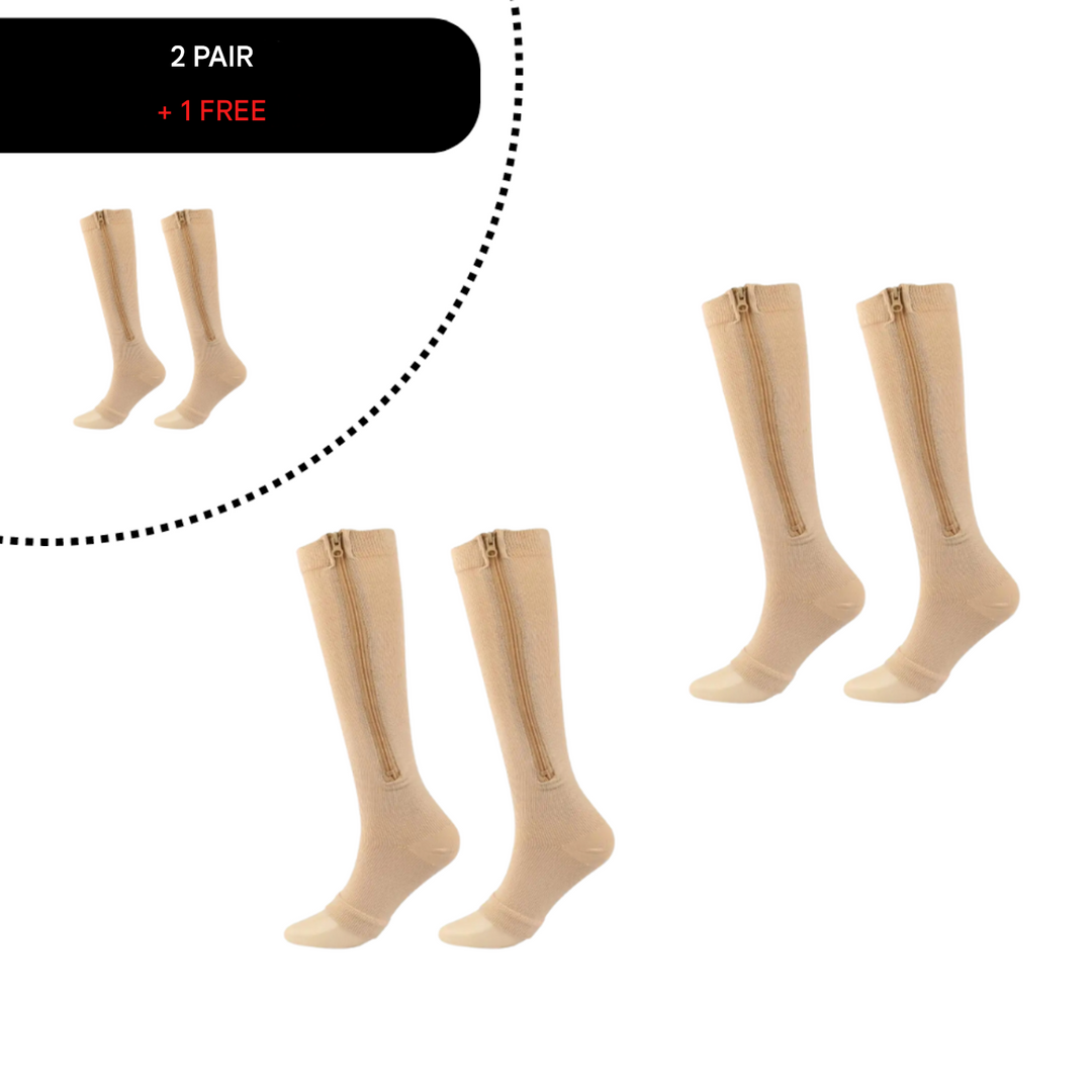 Orthopaedic Compression Socks with Zip - ComfortZip-1x Pair-S-M (2.5 - 4.5)-Black-State of Style