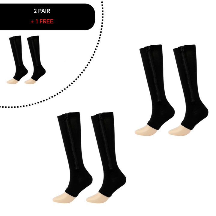 Orthopaedic Compression Socks with Zip - ComfortZip-1x Pair-S-M (2.5 - 4.5)-Black-State of Style
