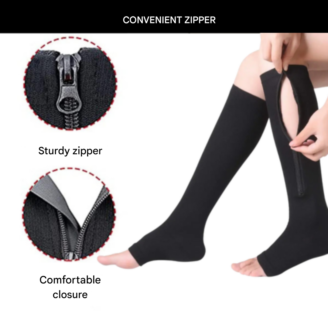 Orthopaedic Compression Socks with Zip - ComfortZip-1x Pair-S-M (2.5 - 4.5)-Black-State of Style