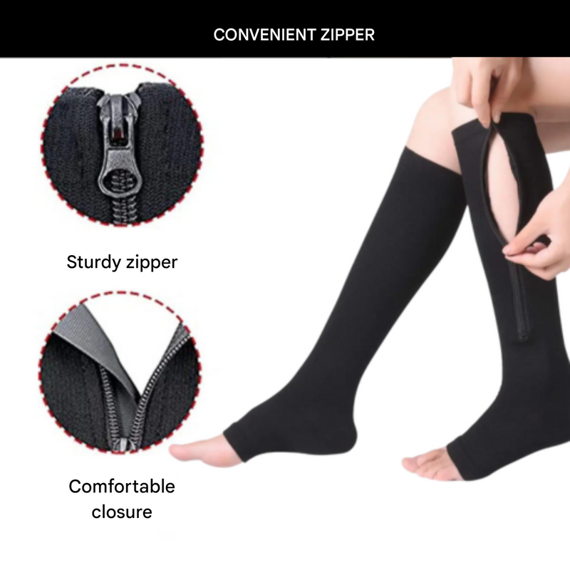 Orthopaedic Compression Socks with Zip - ComfortZip-1x Pair-S-M (2.5 - 4.5)-Black-State of Style
