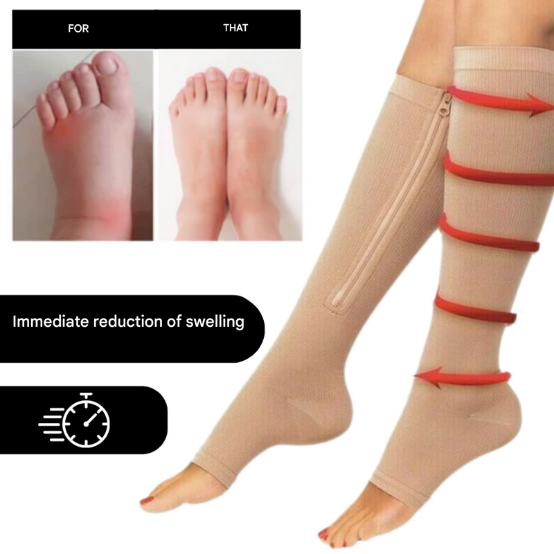 Orthopaedic Compression Socks with Zip - ComfortZip-1x Pair-S-M (2.5 - 4.5)-Black-State of Style