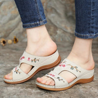 Orthopaedic flower sandals for women – Florina-Beige-3-State of Style