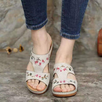 Orthopaedic flower sandals for women – Florina-Beige-3-State of Style