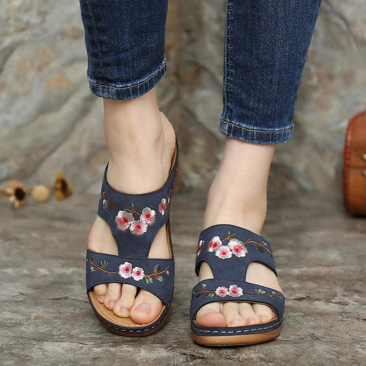 Orthopaedic flower sandals for women – Florina-Beige-3-State of Style