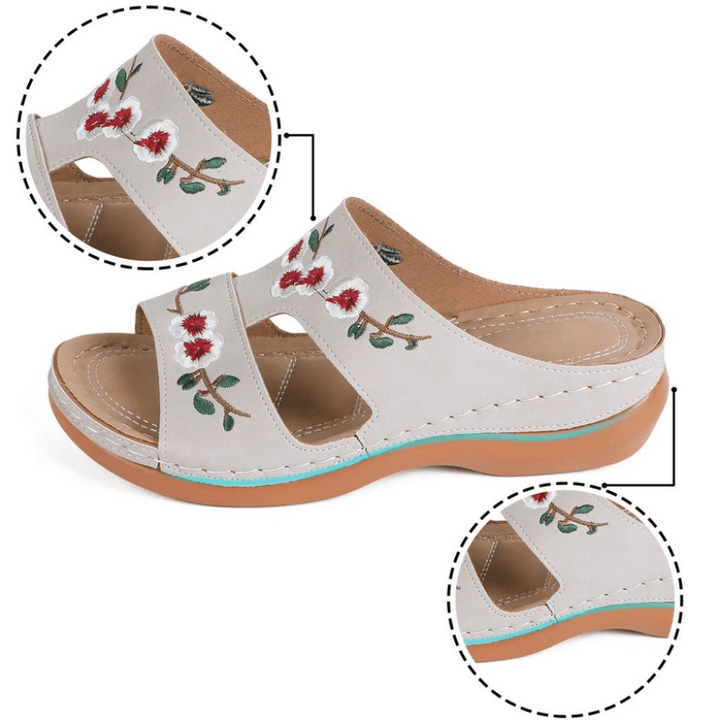 Orthopaedic flower sandals for women – Florina-Beige-3-State of Style