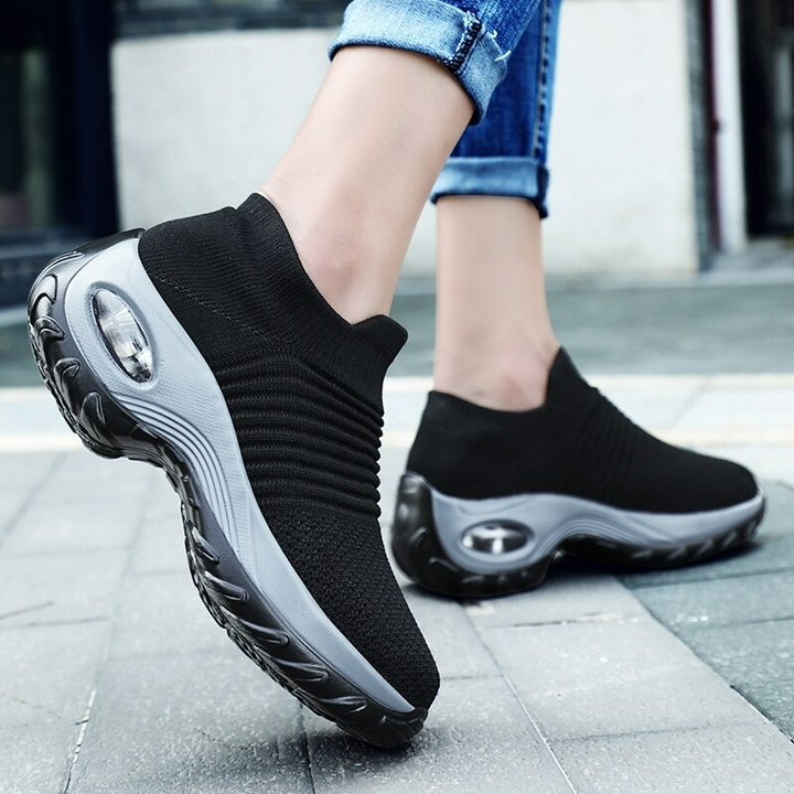 Orthopaedic Hypersoft Running Shoes for Women – Eliana-Black Grey-3-State of Style