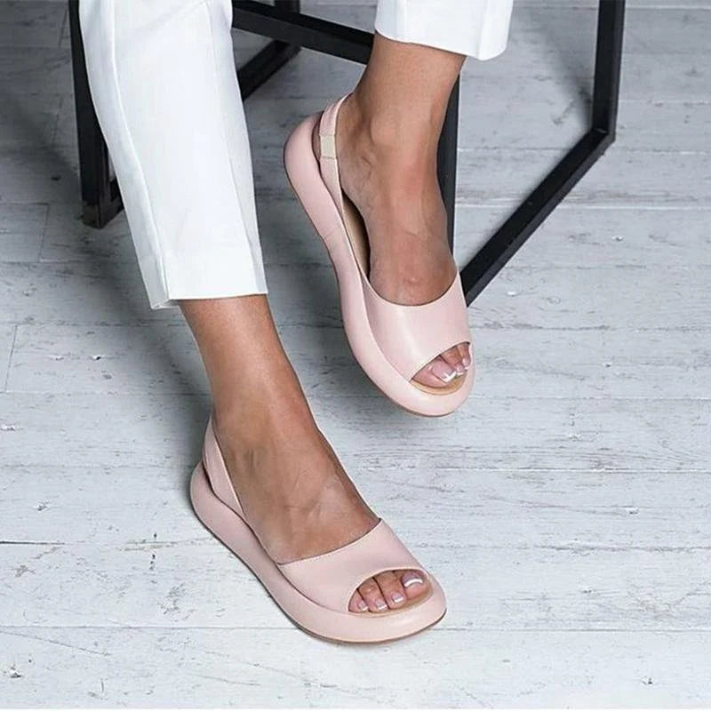 Orthopaedic ladies' comfort sandals with low heel – Livana-Pink-3-State of Style
