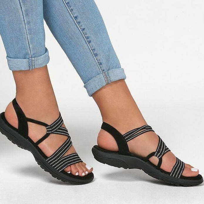 Orthopaedic ladies' sandals with adjustable straps – Elvira-Black-3-State of Style