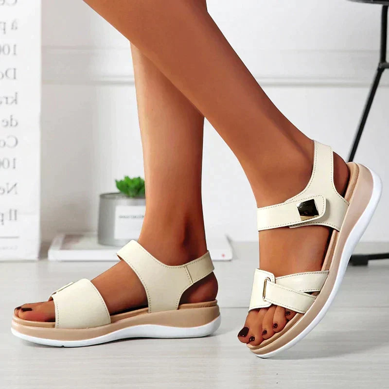 Orthopaedic ladies' sandals with trendy fit – FlexiComfort 31-Beige-3-State of Style