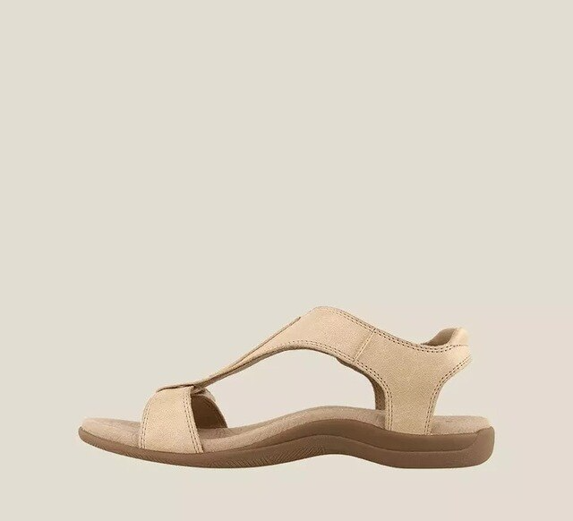 Orthopaedic ladies' sandals with wedge heel & comfort sole – Eleni-Beige-3-State of Style