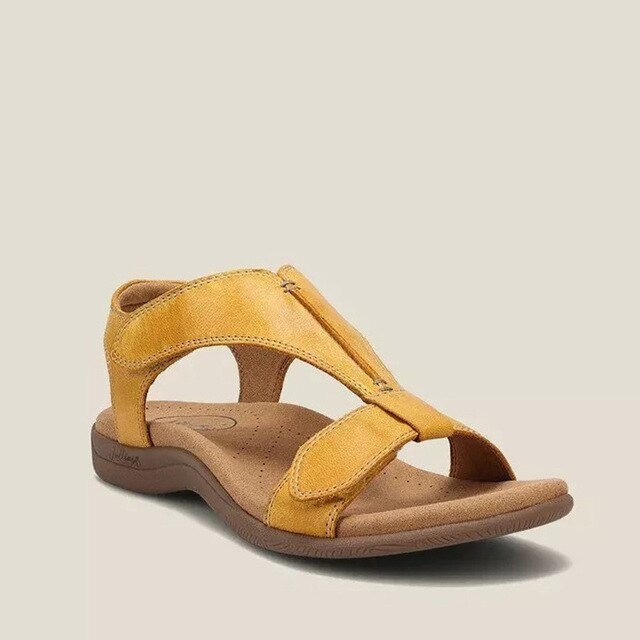Orthopaedic ladies' sandals with wedge heel & comfort sole – Eleni-Yellow-3-State of Style