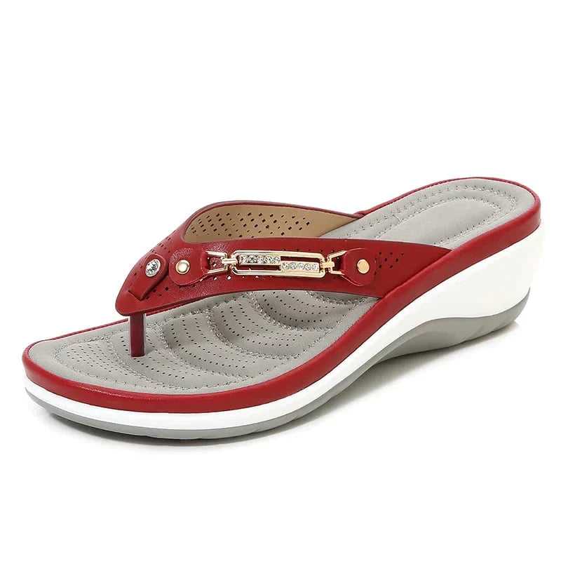 Orthopaedic Ladies Slippers with Soft Sole – Solelite-Red-4-State of Style