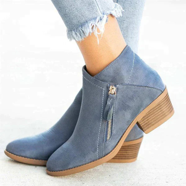 Orthopaedic Leather Ankle Boots - Helena-Blue-4.5-State of Style