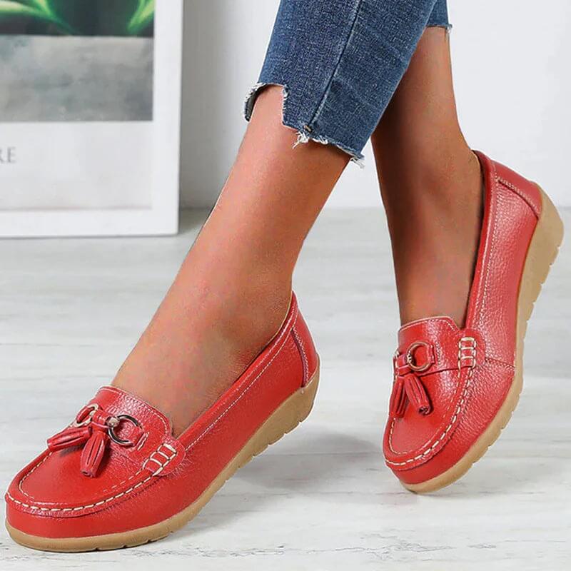 Orthopaedic Leather Loafers – Isabella-Red-4.5-State of Style