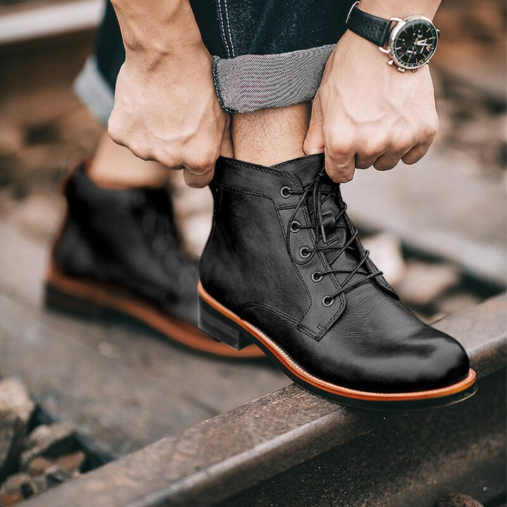 Orthopaedic Leather Men's Boots - Atlas-Black-6-State of Style
