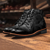 Orthopaedic Leather Men's Boots - Atlas-Black-6-State of Style