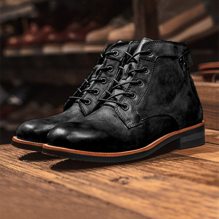 Orthopaedic Leather Men's Boots - Atlas-Black-6-State of Style