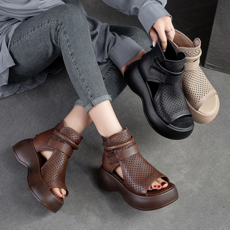 Orthopaedic leather sandals for women with shock-absorbing sole – Meike-Brown-2.5-State of Style