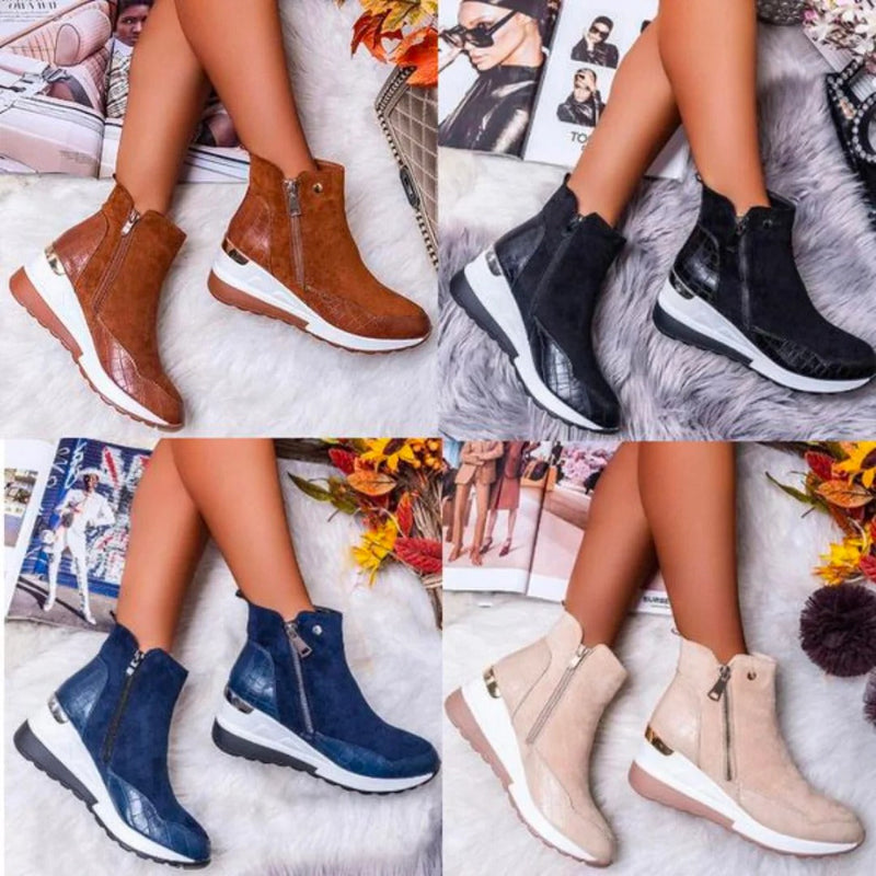 Orthopaedic Leather Women's Ankle Boots - Emma-Beige-3-State of Style
