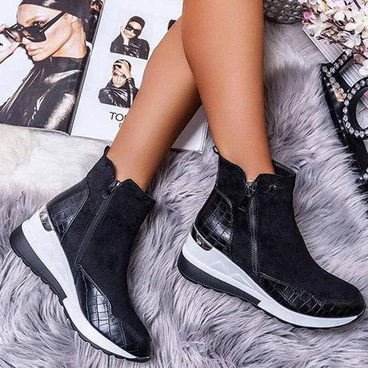 Orthopaedic Leather Women's Ankle Boots - Emma-Black-3-State of Style