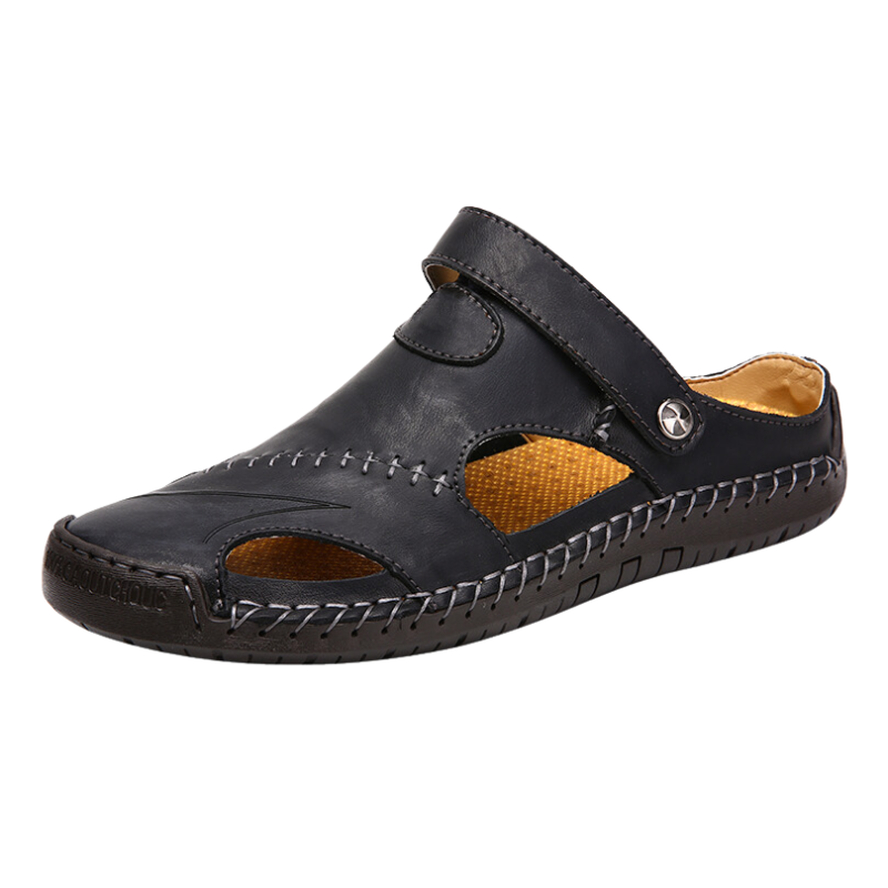 Orthopaedic men's leather sandals - Marco-Black-6-State of Style