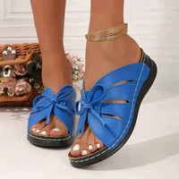 Orthopaedic Wedge Sandals with Arched Knot – Mirella-Blue-3-State of Style