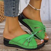 Orthopaedic Wedge Sandals with Arched Knot – Mirella-Green-3-State of Style