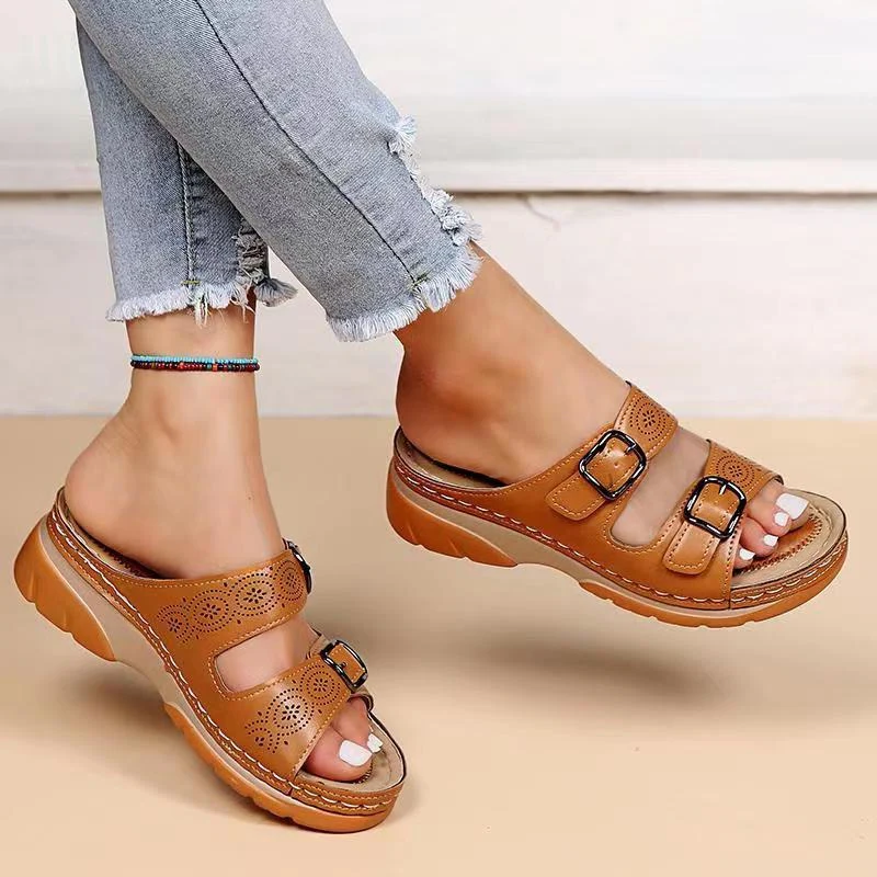 Orthopaedic women's comfort sandals with gel sole – buy 1, get 1 free – Sofia-Brown-3-State of Style